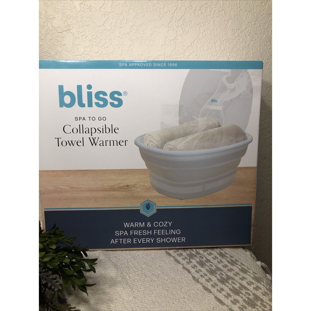 BLISS SPA TO GO COLLAPSIBLE BATH TOWEL ROBE WARMER HEATER WHITE NEW